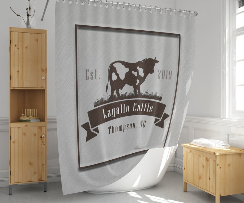 Farmhouse Cattle Shower Curtain Personalized Chic Farm Etsy