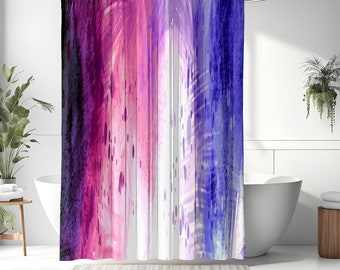 Magenta and Purple Watercolor Abstract Shower Curtain