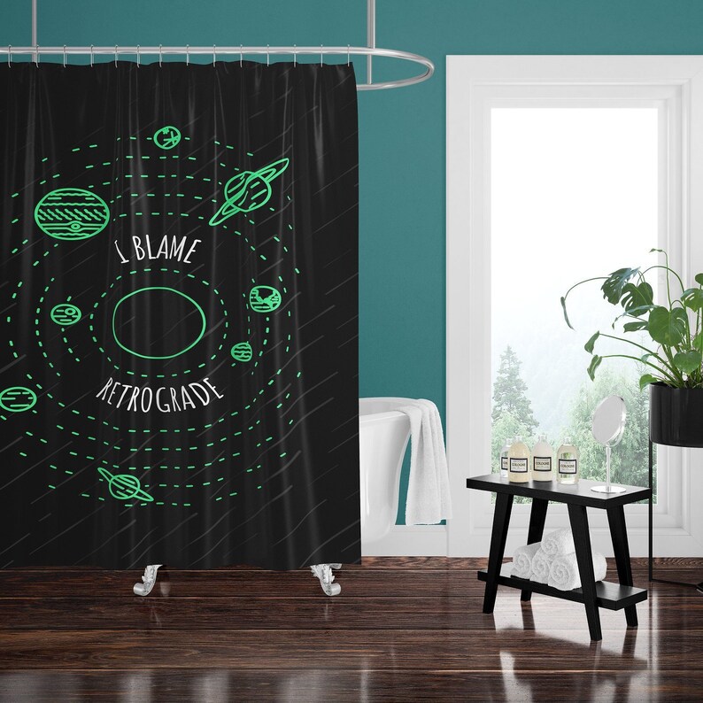 Zodiac Shower Curtain I Blame Retrograde Black And Green Etsy