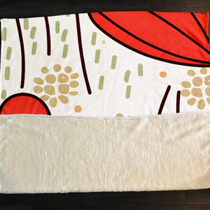Manta Sherpa de lana con estampado floral caprichoso moderno/tamaño grande de 68 "x 80"