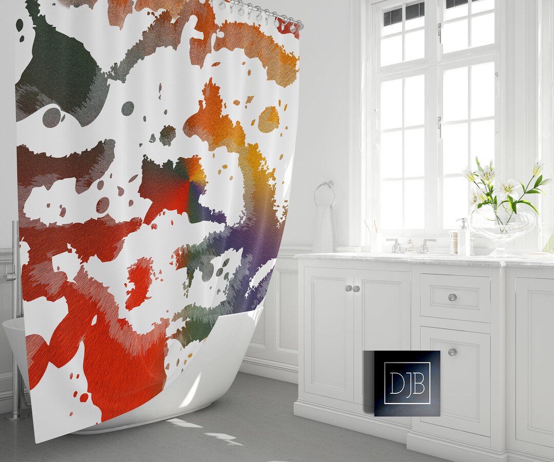 Bright Multicolor Paint Splatter Shower Curtain Long and Etsy