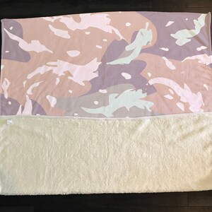 Abstract Pink and Mint Splatter Fleece Sherpa Blanket | Large 68&quot; x 80&quot; Size