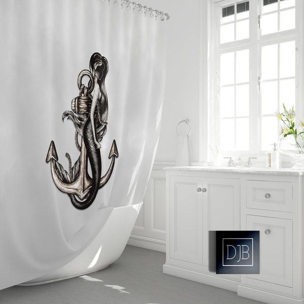 Anchor Shower Curtain Etsy
