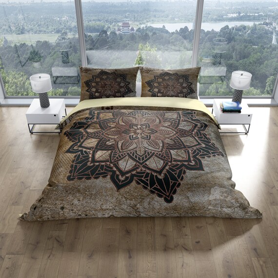 Rustic Grunge Mandala Comforter Or Duvet Cover Custom Etsy
