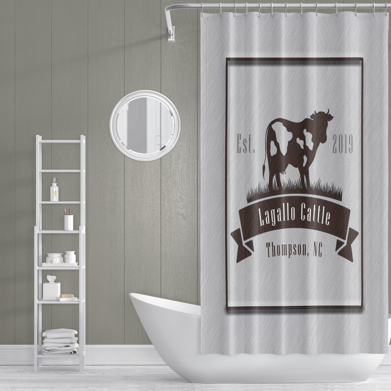 Farmhouse Cattle Shower Curtain Personalized Chic Farm Etsy
