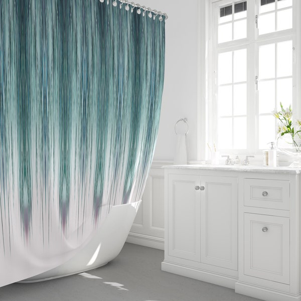 Aqua Shower Curtain Etsy
