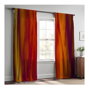 Boho Grunge &quot;Fire&quot; Window Curtains | Lined and Unlined Window Curtains | Sublimation Printed Panels