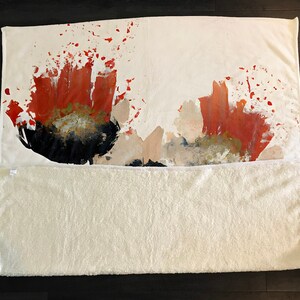 Watercolor Abstract Floral Fleece Sherpa Blanket | Large 68&quot; x 80&quot; Size