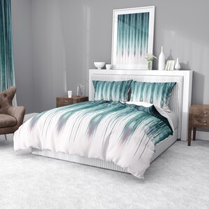 Peacock Stripe Comforter or Duvet Cover Twin, Queen, King Size Bedding ...