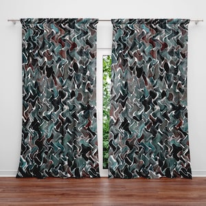 Abstract Wavy Pattern Colorful Window Curtains | Lined and Unlined Curtains | Valance