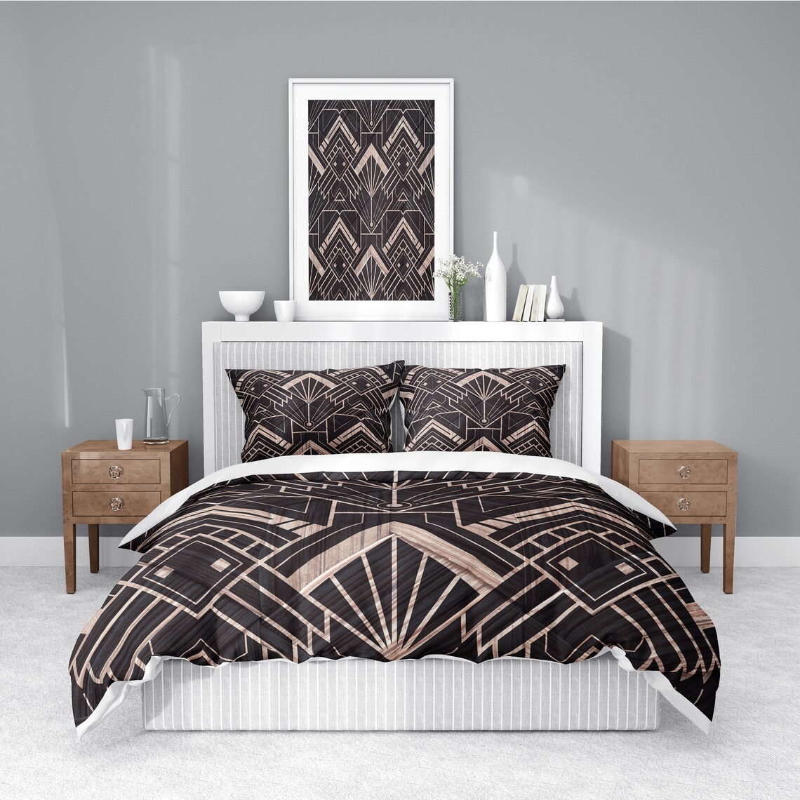 Couette art déco moderne ou housse de couette Twin Queen - Etsy France