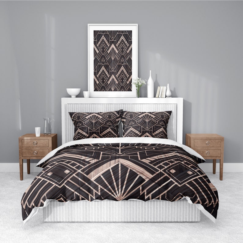 Couette art déco moderne ou housse de couette Twin Queen - Etsy France