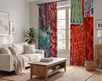 Multicolor Patchwork Textile Pattern Window Curtains