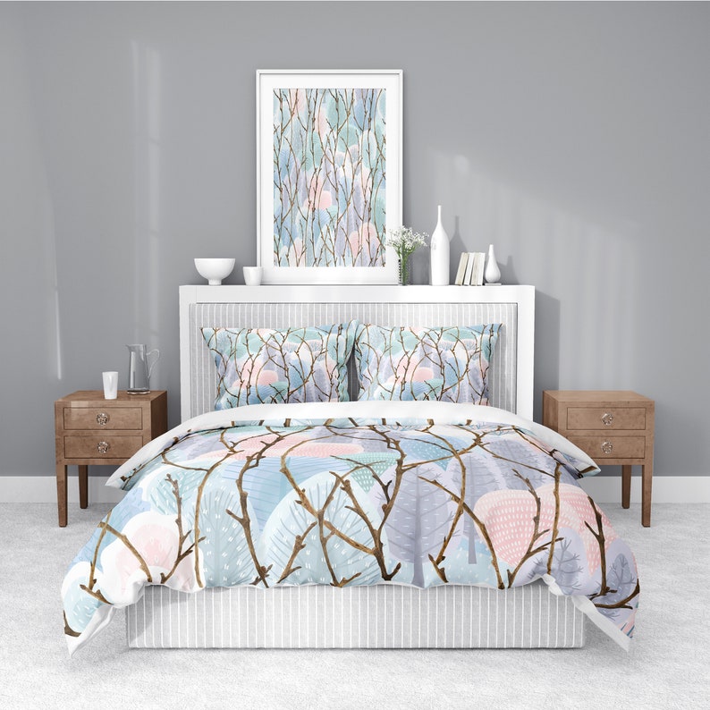 Watercolor Trees & Sticks Pattern Comforter or Duvet Cover Etsy