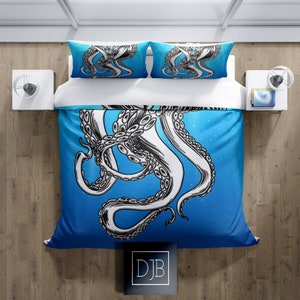 Nautical Octopus Tentacles Comforter or Duvet Cover | Ocean Blue | Ocean Bedding | Twin, Queen, King Size