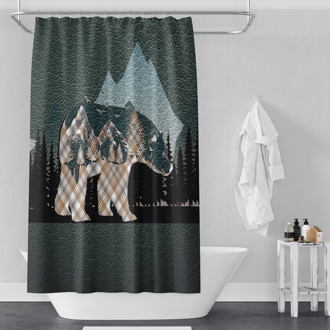 Forest Horizon Bears Shower Curtain NCU0LDH816