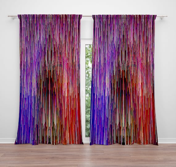 Boho Gypsy Dark Blue And Purple Dripping Lights Window Curtain Etsy