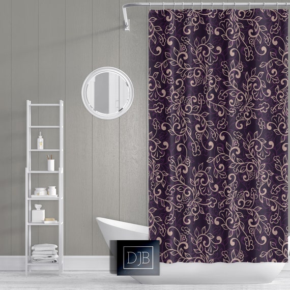 Burgundy and 2024 gray shower curtain