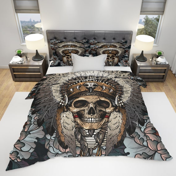 Decorative Skull Bedding Comforter Or Duvet Cover Rustic Etsy