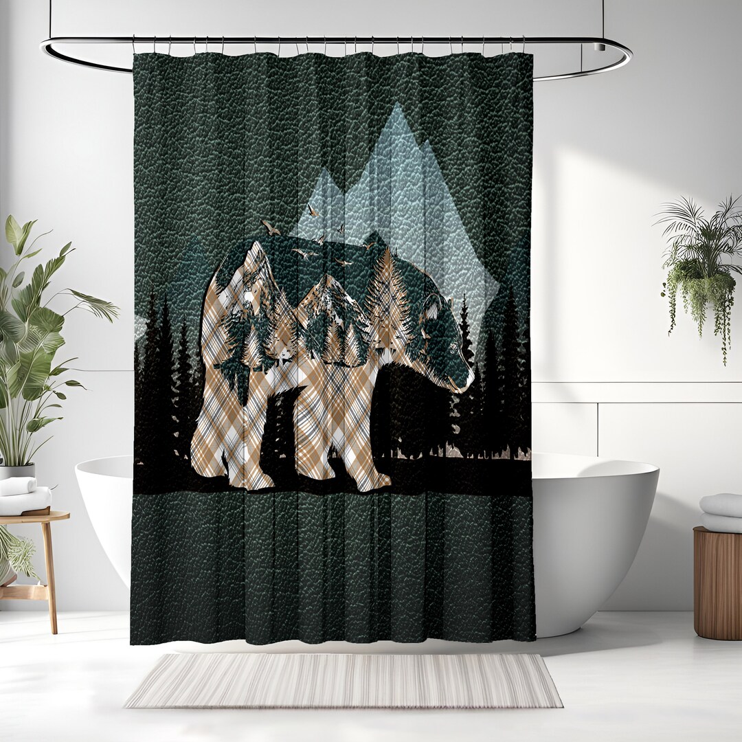 Woodland Bear Plaid Shower Curtain NCU0NTV870