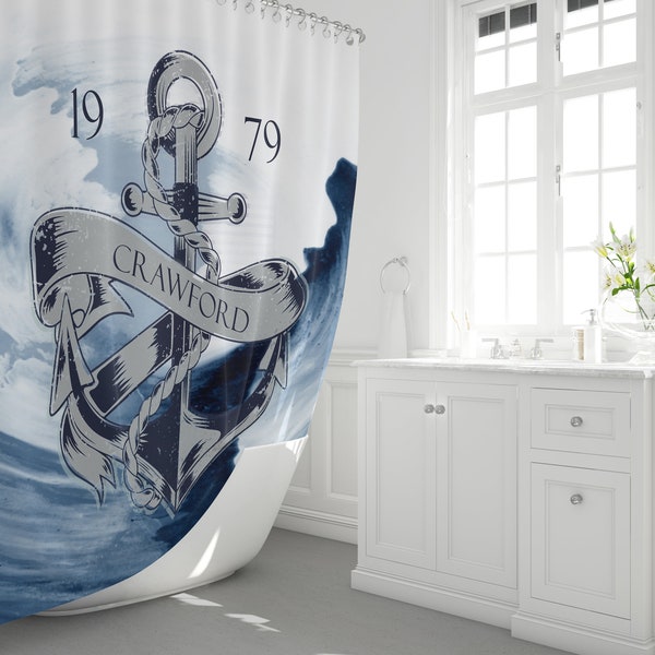 Anchor Shower Curtain Etsy