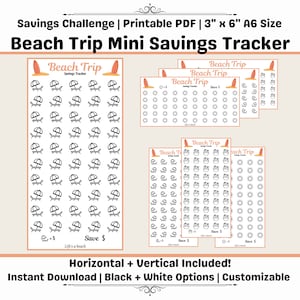 Beach Trip Money Savings Challenge Insert | Cash Envelope Insert | A6 Budget Binder | Mini Savings Challenge | Vacation Fund | Printable
