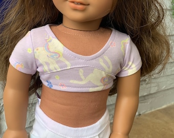 Lilac Unicorn Top for 18 inch Dolls