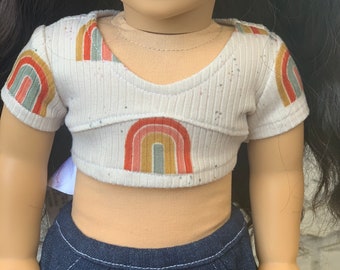 Rib Knit Rainbow Tee for 18 inch Dolls