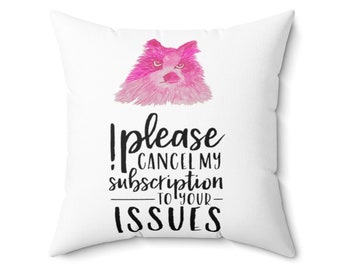 POP Art Cranky Cat Dave Repeating Pattern Square Pillow