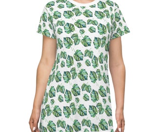 T-Shirt Dress Plant Lady Monstera Leaf Print  | Gifts Idea for Her
