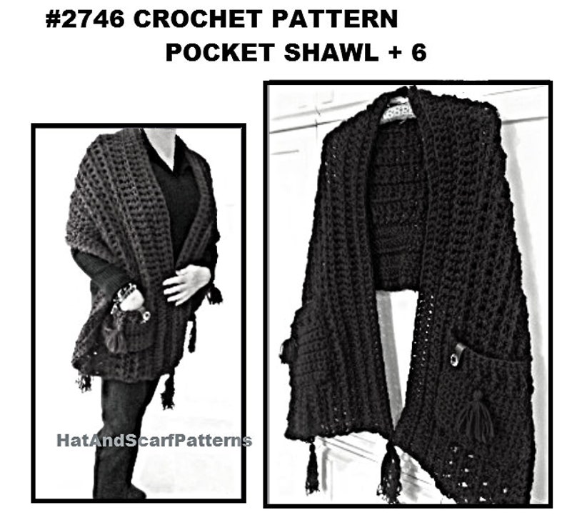 3 hr POCKET SHAWL PATTERN, plus 6 free patterns, (7 for 1.99), Easy crochet pattern- hat, cowl, legwarmers, gloves, scarf image 9