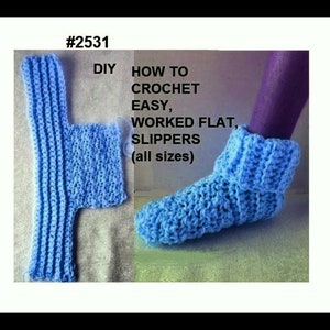 CROCHET SLIPPERS PATTERN, Worked Flat, Easy Crochet Slippers, #2531, child, teen, adult, men, women, unisex, free video demo image 4