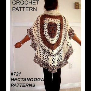 CIRCULAR SHAWL, Crochet Pattern, Poncho One size  chunky style, 4 hour project - 3 balls of yarn - #721, women's clothing, cape, poncho