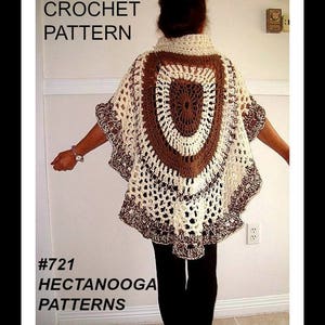 CIRCULAR SHAWL, Crochet Pattern, Poncho One size  chunky style, 4 hour project - 3 balls of yarn - #721, women&#39;s clothing, cape, poncho