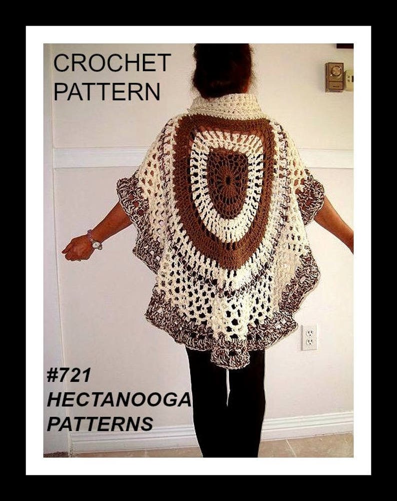 CIRCULAR SHAWL, Crochet Pattern, Poncho One size  chunky style, 4 hour project - 3 balls of yarn - #721, women's clothing, cape, poncho 