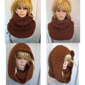 Instant download scarf knitting pattern pdf file , Unisex, adult, men, women. num 637, beginner, TOAST big cowl image 3