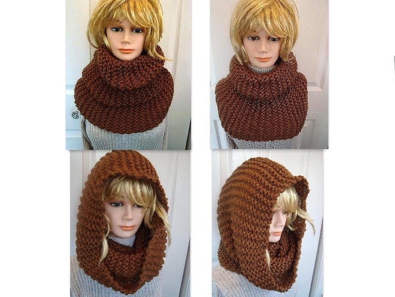 Instant download scarf knitting pattern pdf file , Unisex, adult, men, women. num 637, beginner, TOAST big cowl image 3