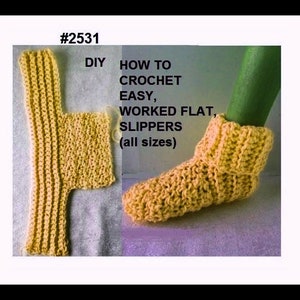 CROCHET SLIPPERS PATTERN, Worked Flat, Easy Crochet Slippers, #2531, child, teen, adult, men, women, unisex, free video demo image 8