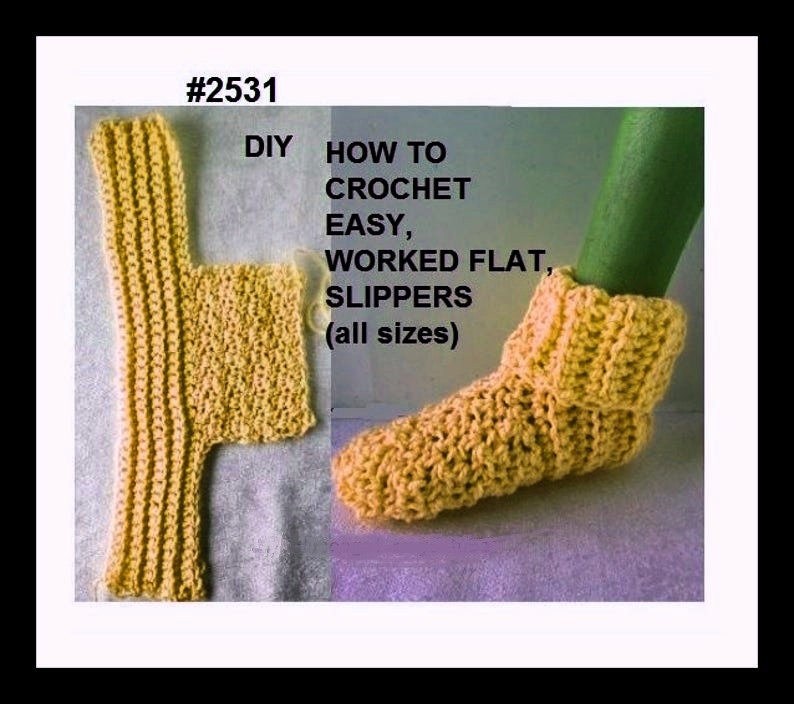 CROCHET SLIPPERS PATTERN, Worked Flat, Easy Crochet Slippers, #2531, child, teen, adult, men, women, unisex, free video demo image 8