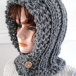 KNITTING PATTERN, Hectanooga Hood, Easy Beginner Pattern, Age 5 to Adult, Cable Knit Hood, Button up, Women and girls 833 image 3