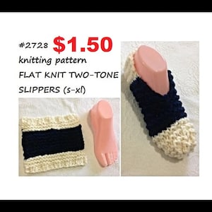 Knit Slipper Pattern, Flat knit for beginners, Easy pattern includes all sizes from S (size 5 shoe) to XL (size 13 and over), #2728