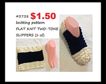 Knit Slipper Pattern, Flat knit for beginners, Easy pattern includes all sizes from S (size 5 shoe) to XL (size 13 and over), #2728