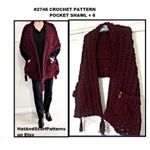 3 hr POCKET SHAWL PATTERN, plus 6 free patterns, (7 for 1.99), Easy crochet pattern- hat, cowl, legwarmers, gloves, scarf image 8