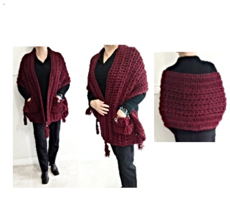 3 hr POCKET SHAWL PATTERN, plus 6 free patterns, (7 for 1.99), Easy crochet pattern- hat, cowl, legwarmers, gloves, scarf image 6