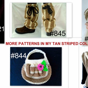 CROCHET PATTERN, Tan striped Fat Bottom Bag, make it any size, Super easy method, one skein project, 844, bags and purses image 4