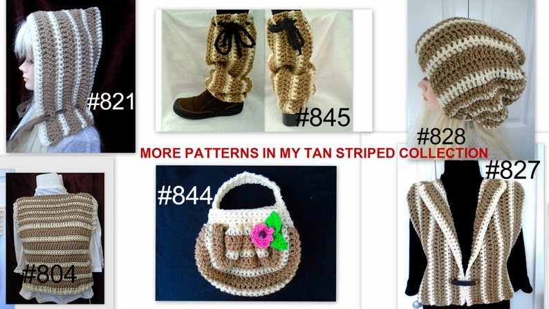 CROCHET PATTERN, Tan striped Fat Bottom Bag, make it any size, Super easy method, one skein project, 844, bags and purses image 4