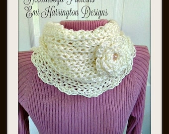 Crochet Pattern neckwarmer collar scarf cowl #1003. Romantic Neckwarmer, Beginner level, crochet for women and teens,