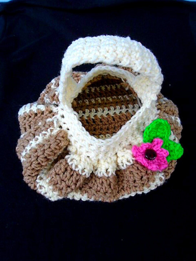 CROCHET PATTERN, Tan striped Fat Bottom Bag, make it any size, Super easy method, one skein project, 844, bags and purses image 2