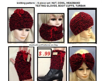 KNITTING PATTERNS, 6 piece set