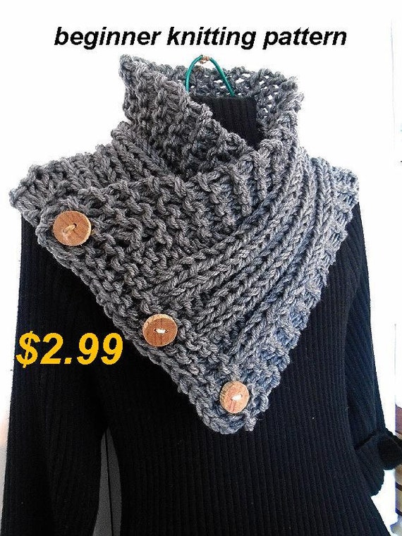 Knit Scarf Pattern Scarf Knitting Pattern Hectanooga Side Buttoned Cowl Scarf Easy Beginner Level With Video Links To Stitches 752